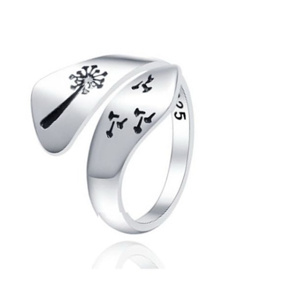 Boutique Jewelry - NEW Engraved Dandelion Wrap Ring 925 Sterling Silver